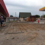 Prepping for concrete pavement at Jiffy Market at Grand Lake.